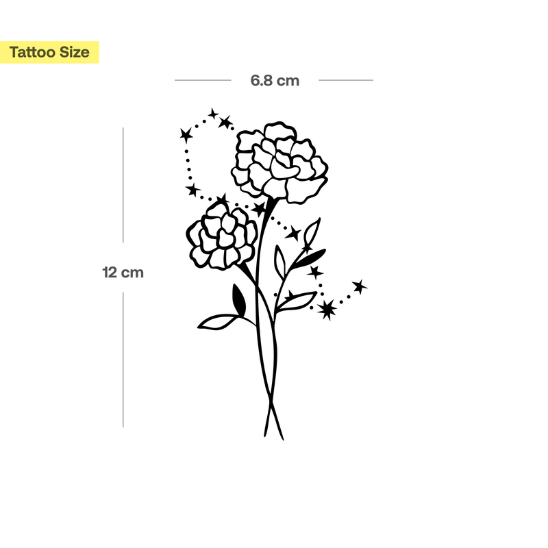 Tatouages Combinaison de Fleurs de Naissance et de Signes Astrologiques