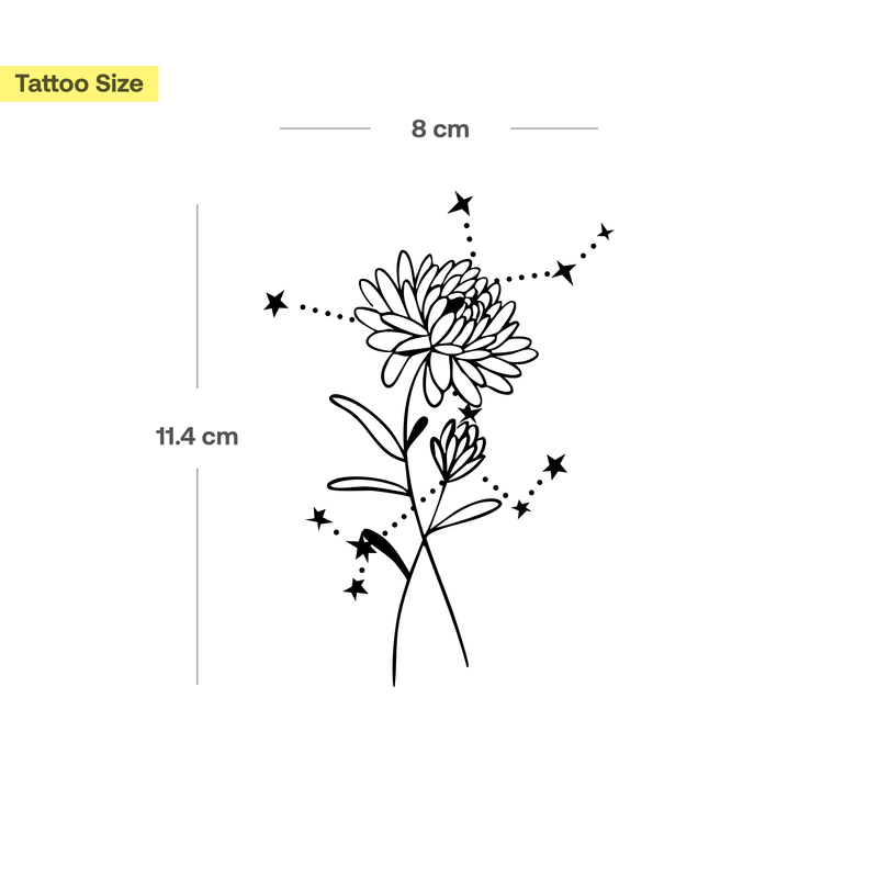 Tatouages Combinaison de Fleurs de Naissance et de Signes Astrologiques
